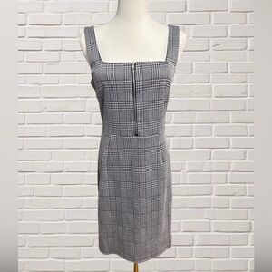Structured Plaid Sheath Dress Dark Academia Scholarly Business Chic Sz Med